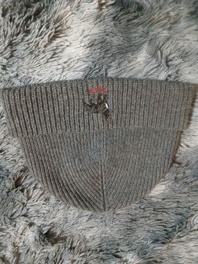 Men's Gray Polo French Bulldog Ribbed Knit Sweater Knit Hat